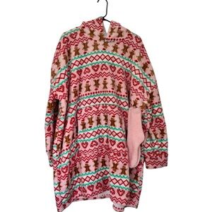 Cozy Pink and Red Patterned Women's Humongo Lounge Hoodie w/socks